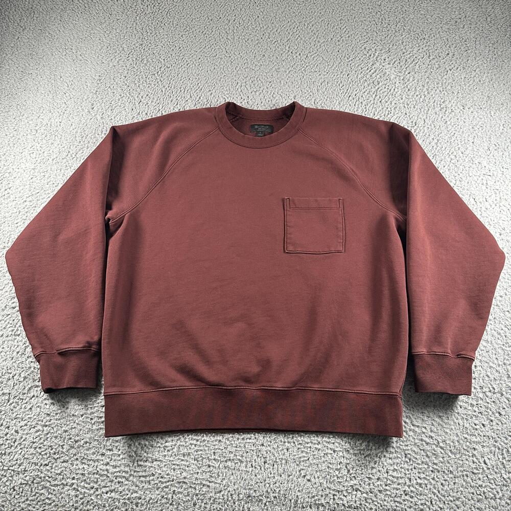 Todd Snyder Sweatshirt Mens L Red Crewneck Pullover Jersey Pocket Made Portugal